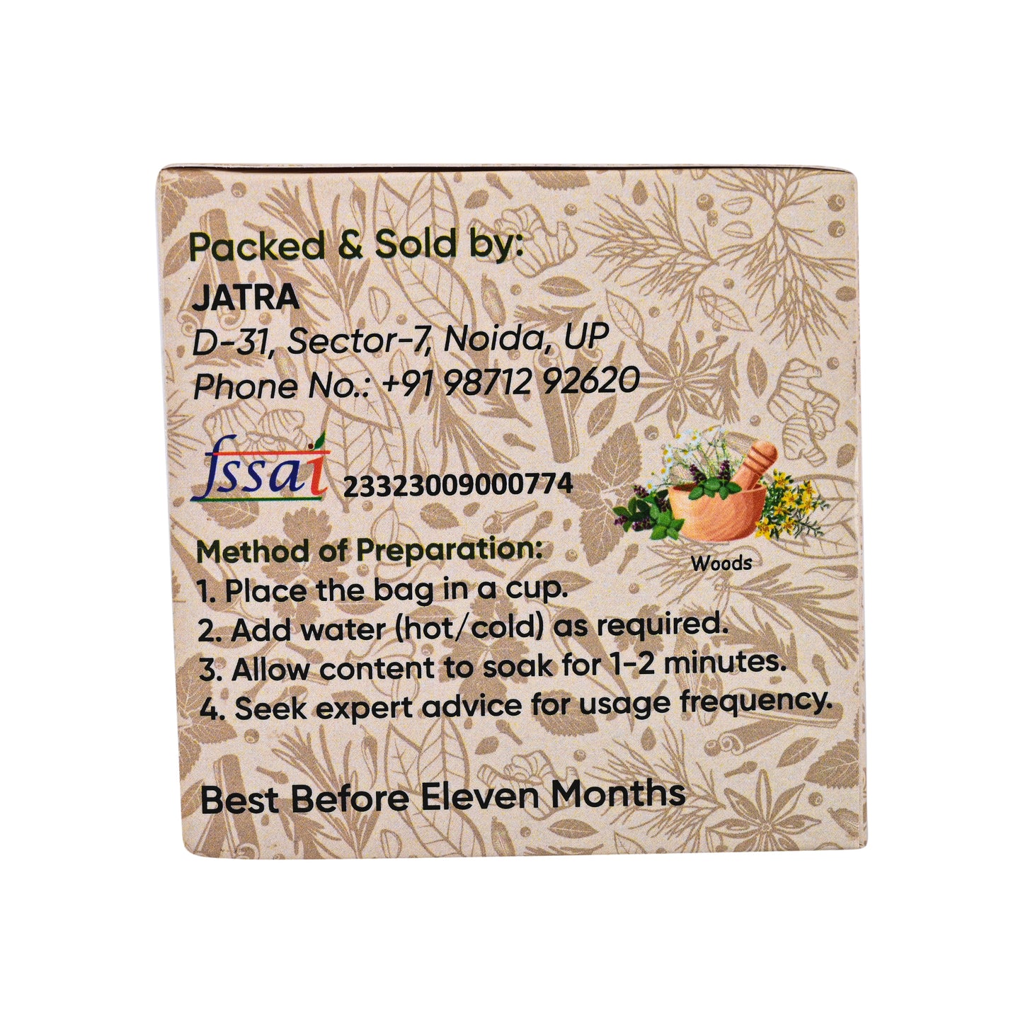 JatraWoods Assorted Ayurvedic Pack of 5 Herbs – Tulsi, Ashwagandha, Brahmi, Shankhpushpi & Herbal Tea | Natural Health Drinks | 50 Bags