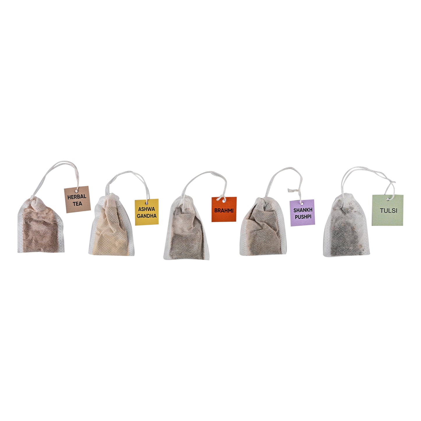 JatraWoods Assorted Ayurvedic Pack of 5 Herbs – Tulsi, Ashwagandha, Brahmi, Shankhpushpi & Herbal Tea | Natural Health Drinks | 50 Bags