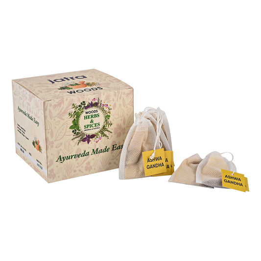 JatraWoods Ashwagandha - 100% Natural Ayurvedic Sleep, Stress Relief & Memory Booster | 30 Bags